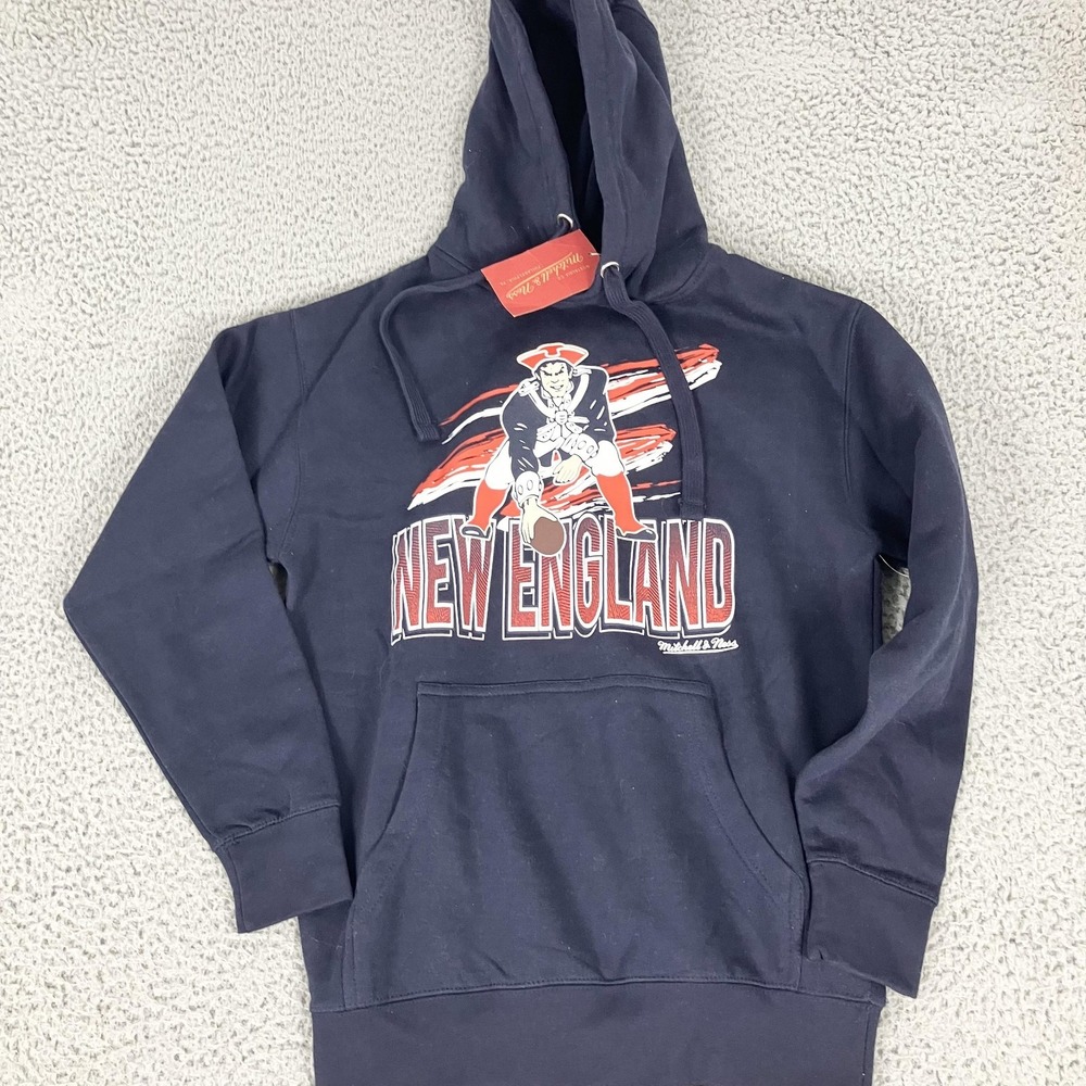 New England Patriots Hoodie Mens Small Blue NFL Football Mitchell & Ness